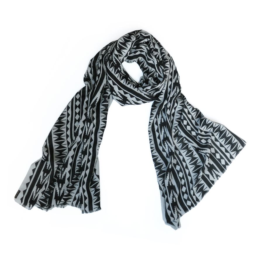 Dhaka Print Bamboo Scarf – Black/light Grey | Trumia