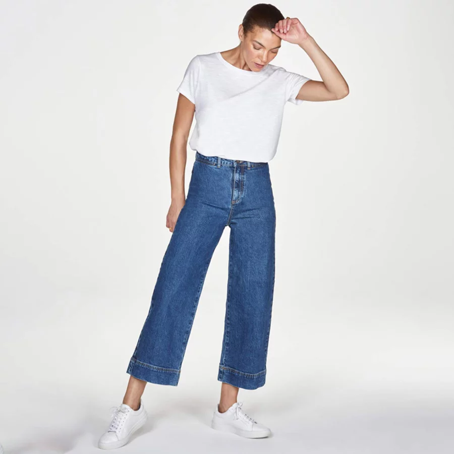 Denim Mid-Rise Culottes with Waist Tie-Up – Yash Gallery