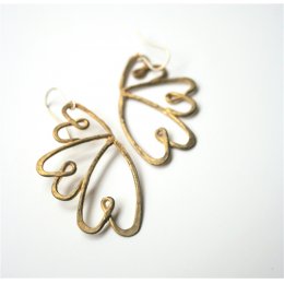 LA Jewellery Three Hearts Entwined Recycled Brass Earrings