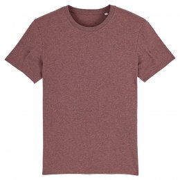 Organic Cotton Round Neck Heather T-Shirt - Cranberry