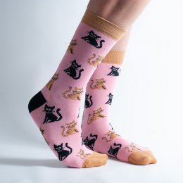 Doris & Dude Pink Cats Bamboo Socks - UK3-7