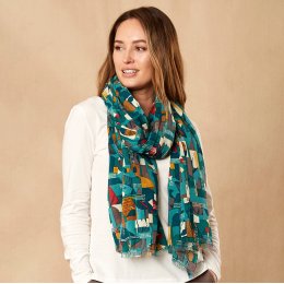 Nomads Printed Scarf - Duck Egg